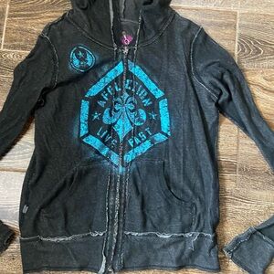 Vintage affliction reversible zip up hoodie